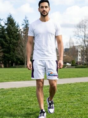 NWT Mitchell & Ness Men’s Seattle Sounders FC Soccer White/Purple Shorts- Size S